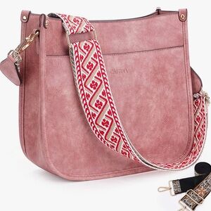 NWT Caitina Vegan Leather Hobo Handbag Purse Mauve Pink Crossbody 2 Straps NEW